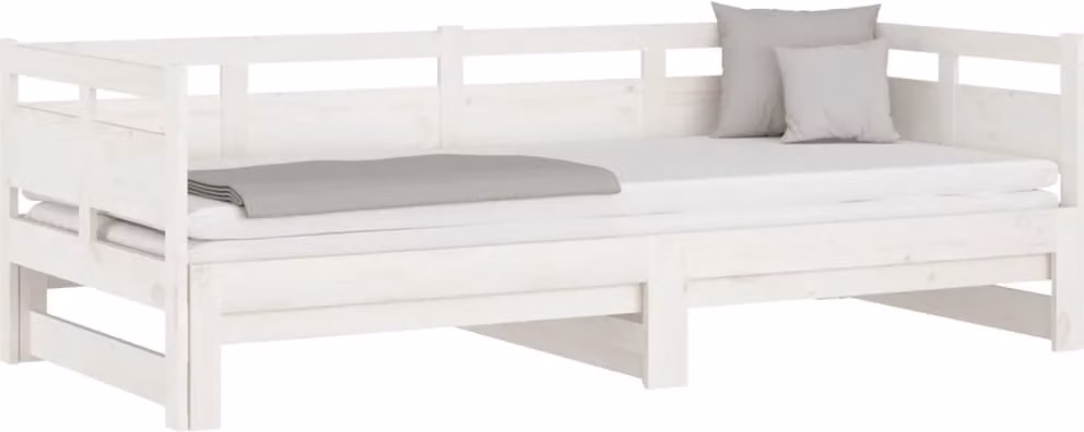 Dormeuse Estraibile Bianca Legno Massello di Pino 2x(90x200) cm
