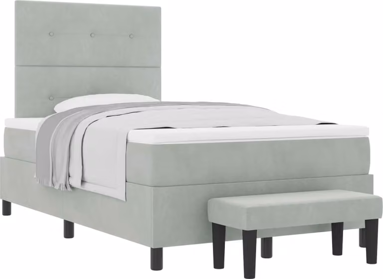 Letto a molle con testiera Grigio chiaro 200 x 120 cm Velluto