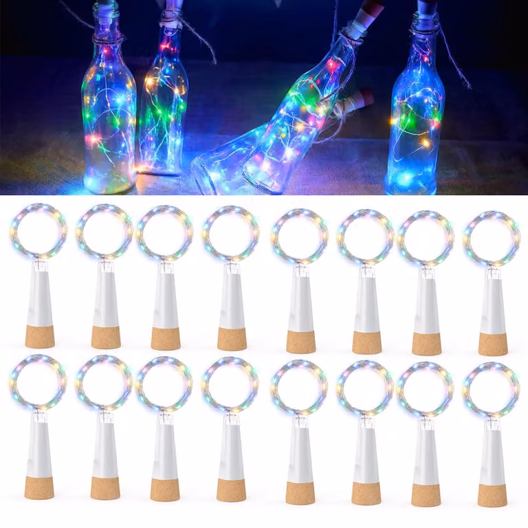 Torcia a LED con tappo, ricaricabile tramite USB, 20 LED, cavo da 2 metri