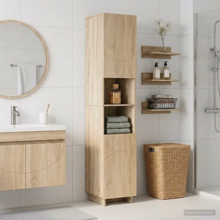 Mobile da bagno vidaXL moderno in legno MDF color rovere sonoma, L: 36.5 cm, P: 38 cm, H: 180 cm