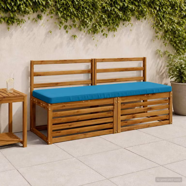 Set di 2 cuscini per panchina vidaXL VUGHT blu in poliestere con rivestimento rimovibile e resistente ai raggi UV