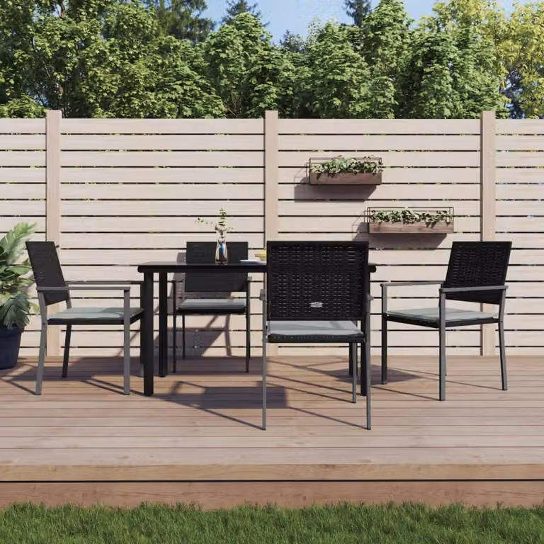 Maison Exclusive - Set Pranzo da Giardino 5pz con Cuscini in Polyrattan e Acciaio