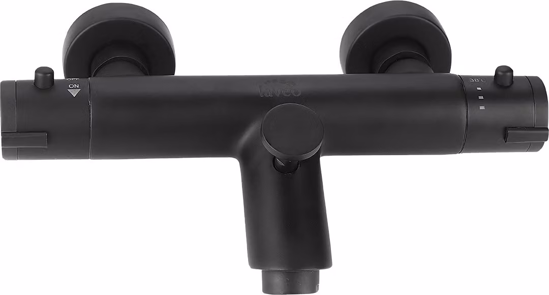 Miscelatore termostatico per vasca design per montaggio a parete senza set doccia nero