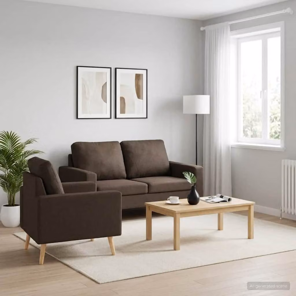 vidaXL Set Divani 2 pz in Tessuto Marrone
