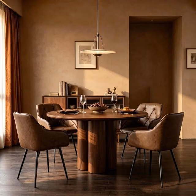 Set da 2 sedie da pranzo REDOM con braccioli in ecopelle marrone scuro L/P/H: 45,5 x 45,5 x 83,5 cm