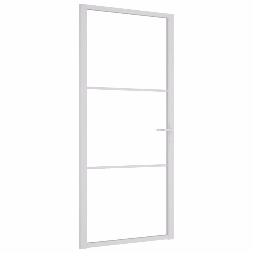 Porta Interna 93x201,5 cm Bianca in Vetro ESG e Alluminio