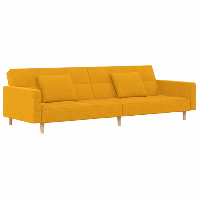 Divano letto | Sof¨¤ letto | Letto singolo a 2 Posti con 2 Cuscini Giallo in Tessuto