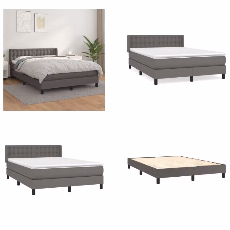 vidaXL Letto a molle con materasso grigio 140x200 cm in Similcuoio - Letto a molle - Boxspringbetten - Bett - Schlafzimmermöbel
