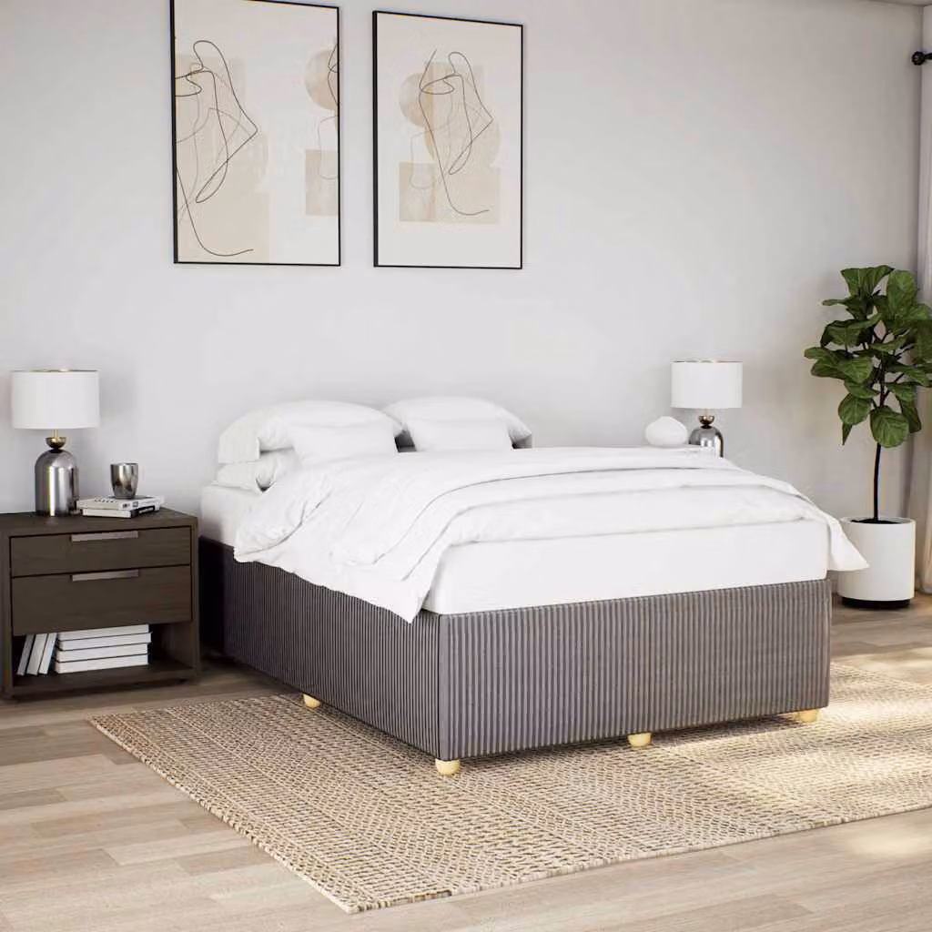 Giroletto vidaXL senza materasso in tessuto tortora con doghe in legno L/P: 160 x 200 cm – 1