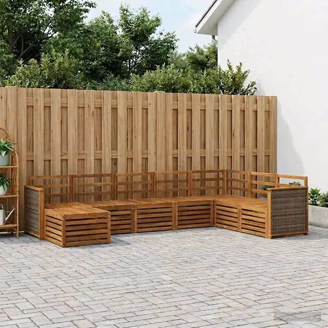 Set di divani da esterno 8 pz Naturale Legno di Acacia Massello 3384705