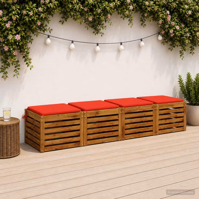 Set di 4 cuscini per sedia quadrati vidaXL in poliestere rosso con rivestimento lavabile e resistente ai raggi UV