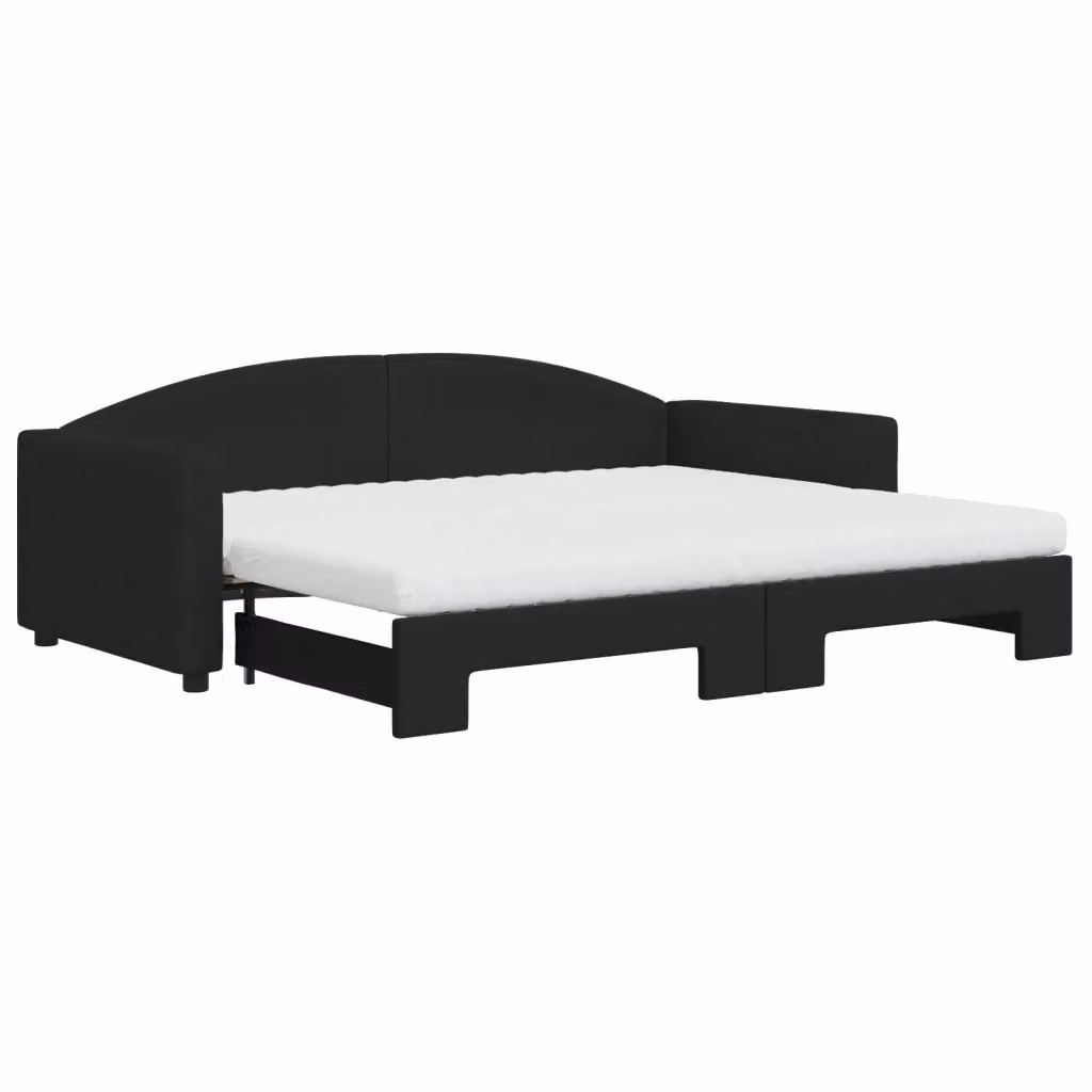 Divano Letto Estraibile vidaXL Nero in Tessuto con Cassetto per Soggiorno e Camera da Letto L/P/H: 223 x 90 x 75 cm – 2