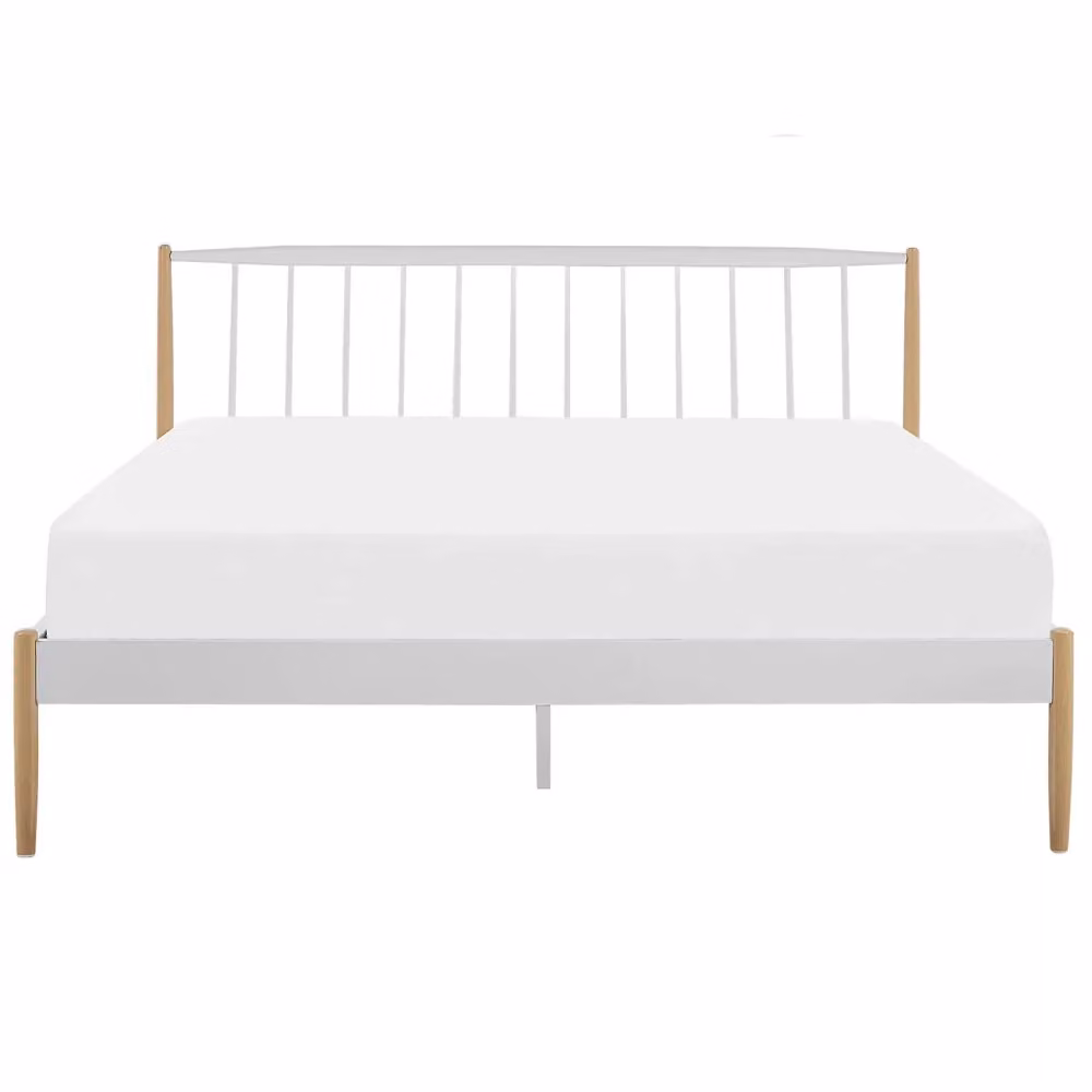 Letto super king size BELIANI in stile scandinavo bianco con struttura in metallo e gambe in legno di pino L/P: 180 x 200 cm – 2