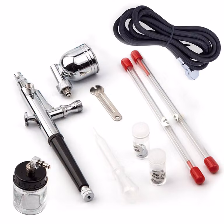 Kit di pistole per aerografo, a doppia azione, con ugello da 0,2/0,3/0,5 mm