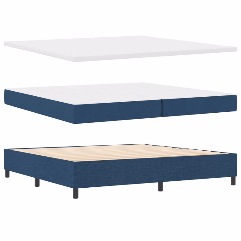 Letto a molle con materasso vidaXL in tessuto blu con illuminazione LED sottostante, L/P/H: 200 x 200 x 203 cm