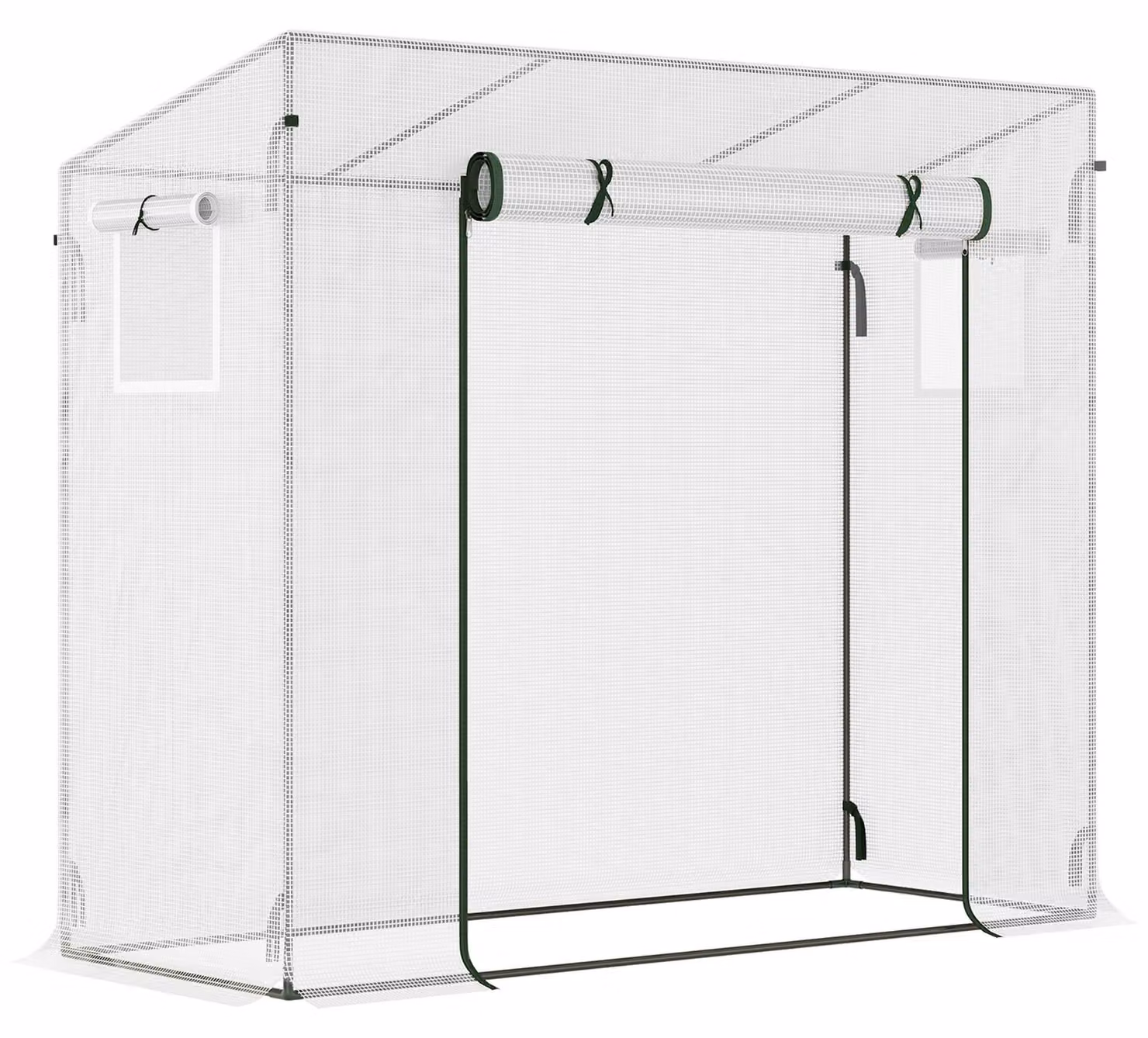 Serra a fogliame Moonbite, dimensioni 200 x 76 x 168 cm, con porta a rullo, serra per pomodori resistente al vento e dotata di finestre laterali, struttura in acciaio con tiranti, colore bianco
