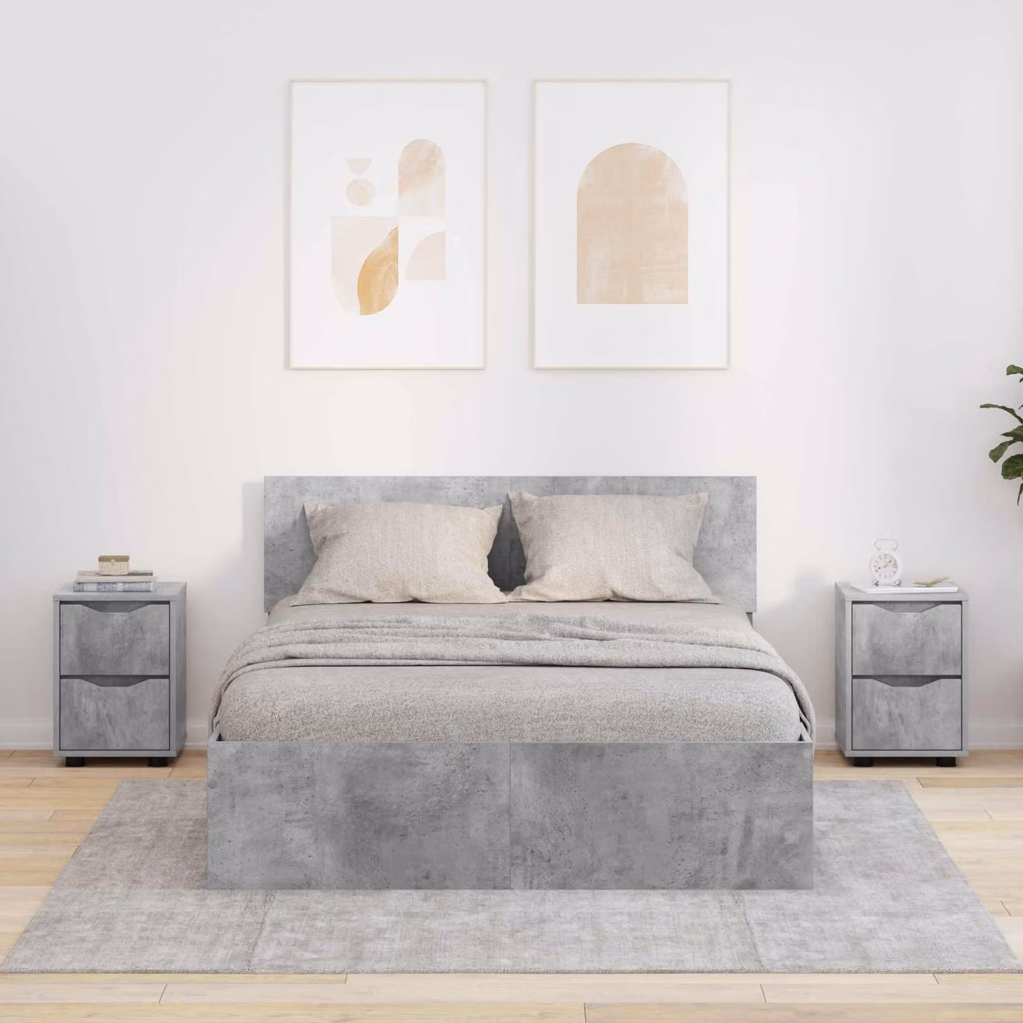 Set di 2 comodini moderni vidaXL in colore grigio cemento, L/P/H: 30,5 x 30 x 43 cm