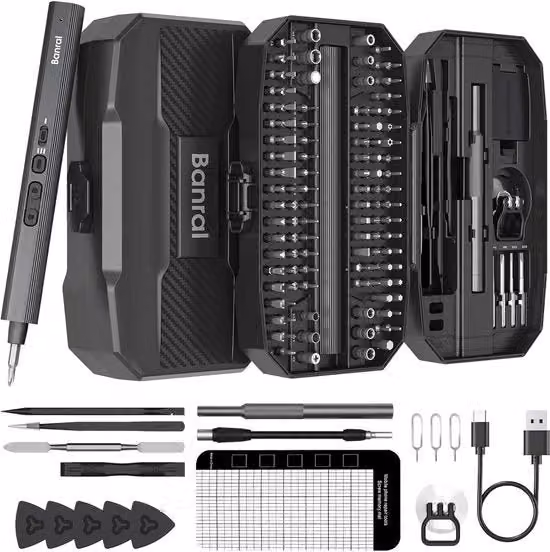 Mini set di chiavi 160 in 1 con 3 velocità per orologi, occhiali e dispositivi mobili, colore nero