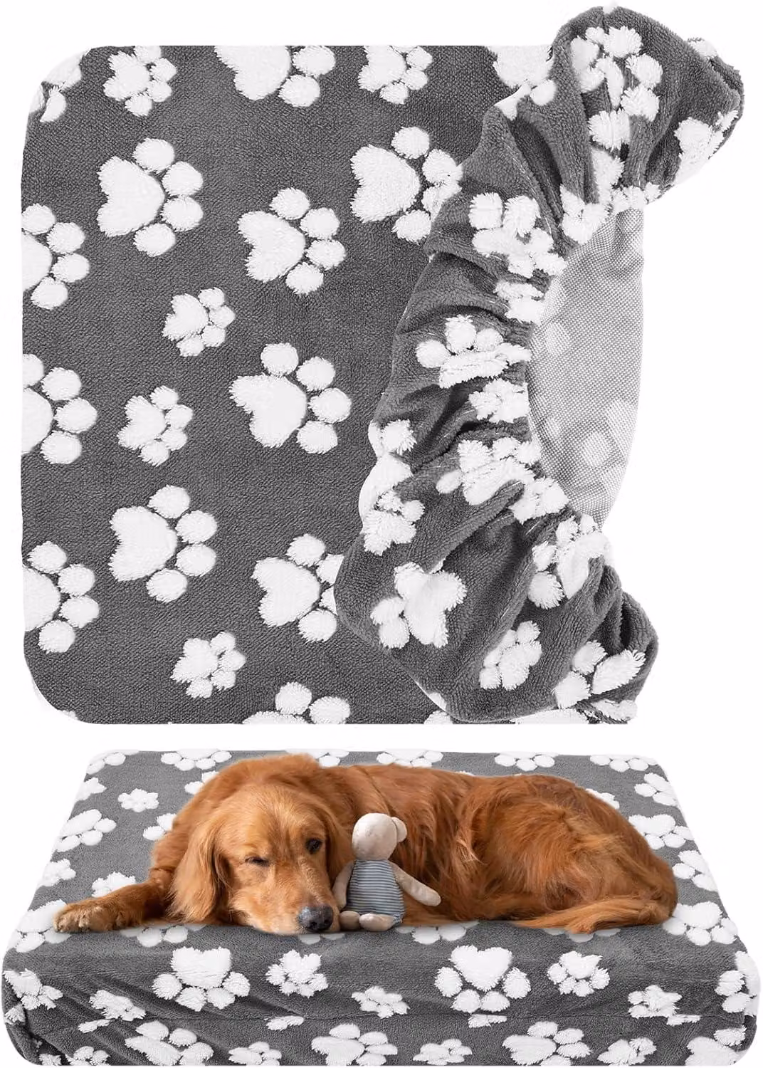 Copertura per cuccia per cani, dimensioni 91x69x20 cm, impermeabile, in velluto morbido, color grigio chiaro, per cuccia per cani