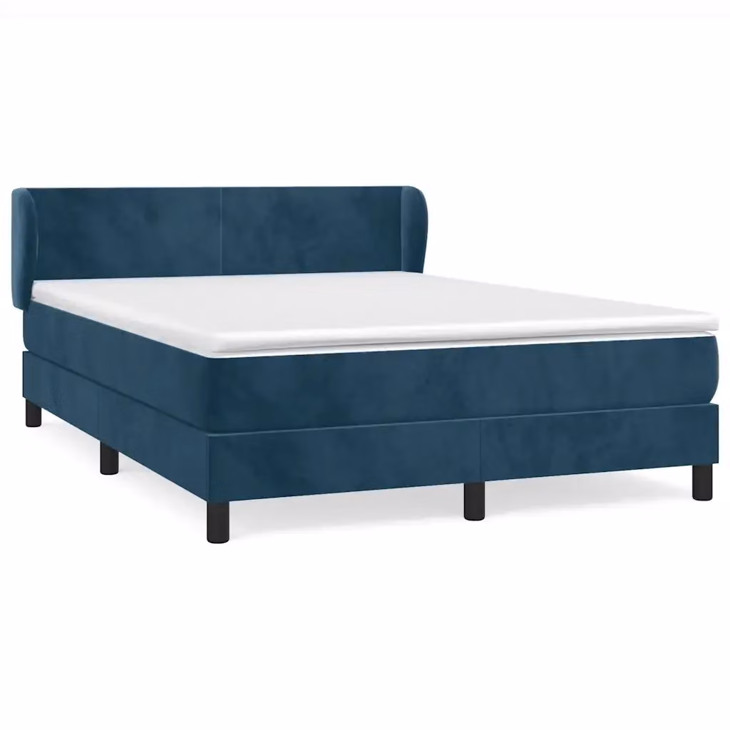 vidaXL Giroletto a Molle con Materasso Ibrido in Velluto Blu Scuro L/P/H: 140 x 190 x 78 cm – 2