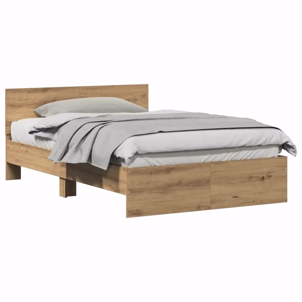 Struttura letto moderna vidaXL in rovere color marrone L/P/H: 193 x 125 x 70 cm – 2