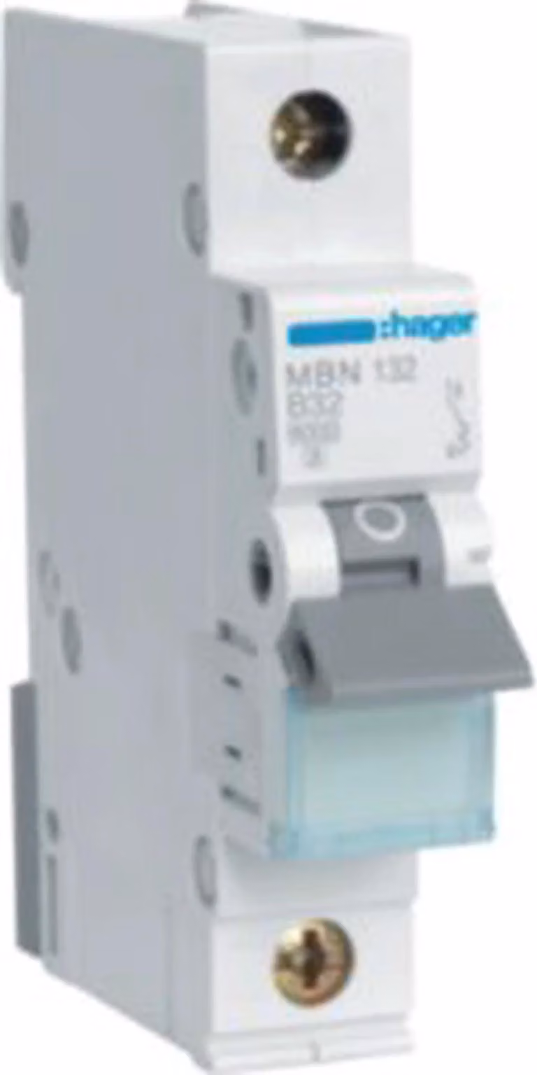 Interruttore magnetotermico Hager 1 polo 6 kA caratteristica B 32 A 1 modulo, 12 pezzi.