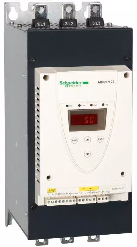 Avviatore graduale Schneider Electric, ATS22, tensione di comando 230 V, corrente nominale 115 A 600 V ATS22C11S6