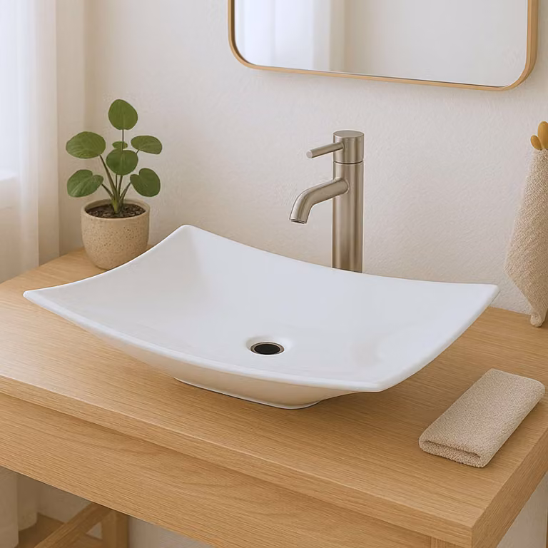Lavabo da appoggio in Vetroceramica Paula, vasca lavabo, Vetroceramica sanitaria bianca Zoe