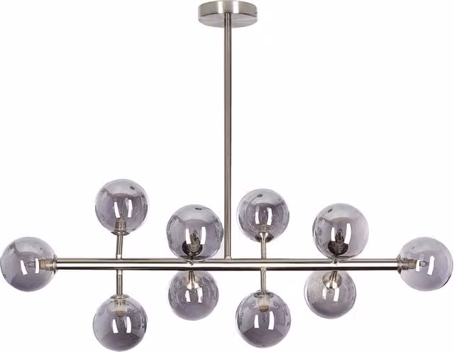 Lampadario a sospensione moderno BELIANI in acciaio e vetro color argento con 10 luci per soggiorno e sala da pranzo