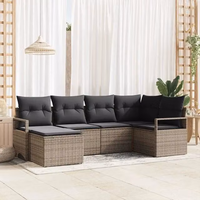 Set di divani 6 pz Grigio polyrattan 3355118