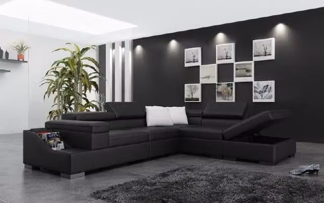Divano angolare imbottito, set divano, pelle, stile Danzica