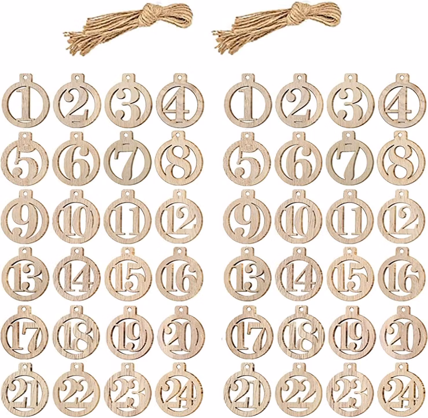 Calendario dell'Avvento: numeri in legno, 2 set di numeri in legno, decorazioni natalizie in legno, numeri per calendario dell'Avvento, bottoni per creare decorazioni (legno)
