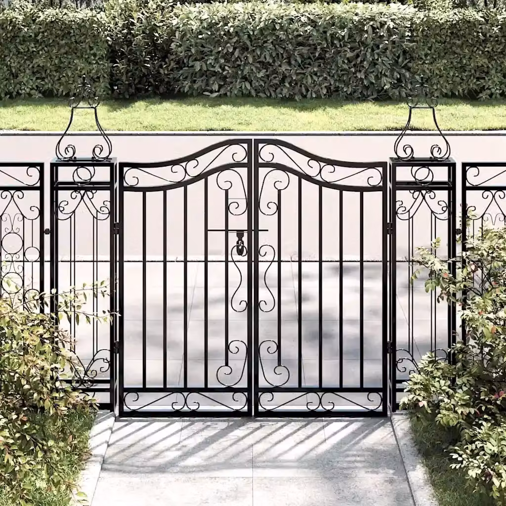 Cancello da giardino a battente in ferro battuto nero CFW7927119 L: 121 cm, P: 8 cm, H: 100 cm – 2