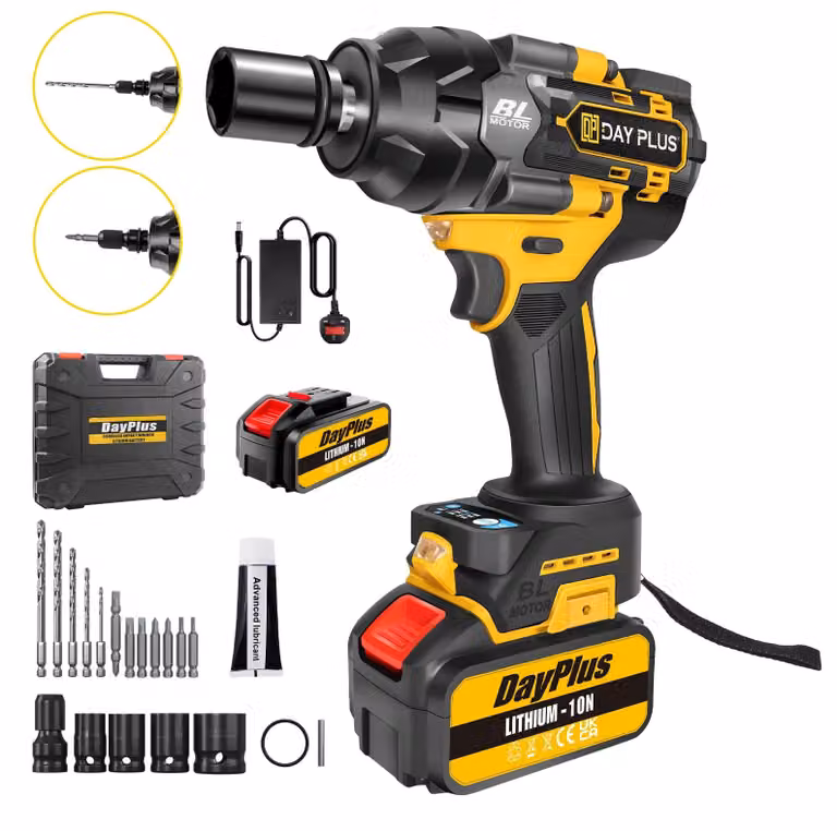 Avvitatore a impulsi 800 Nm - Avvitatore a impulsi a batteria 21V - Motore brushless - 2800 giri/min - Ideale per il serraggio di bulloni delle ruote in officina - Set con 2 batterie da 6,0 Ah e caricabatterie rapido