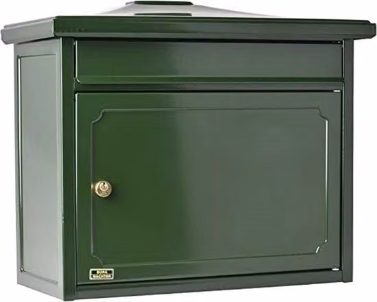 Porta lettere da parete Burg-Wächter in acciaio inossidabile, colore verde, L: 41,0 cm, P: 20,5 cm, H: 34,5 cm