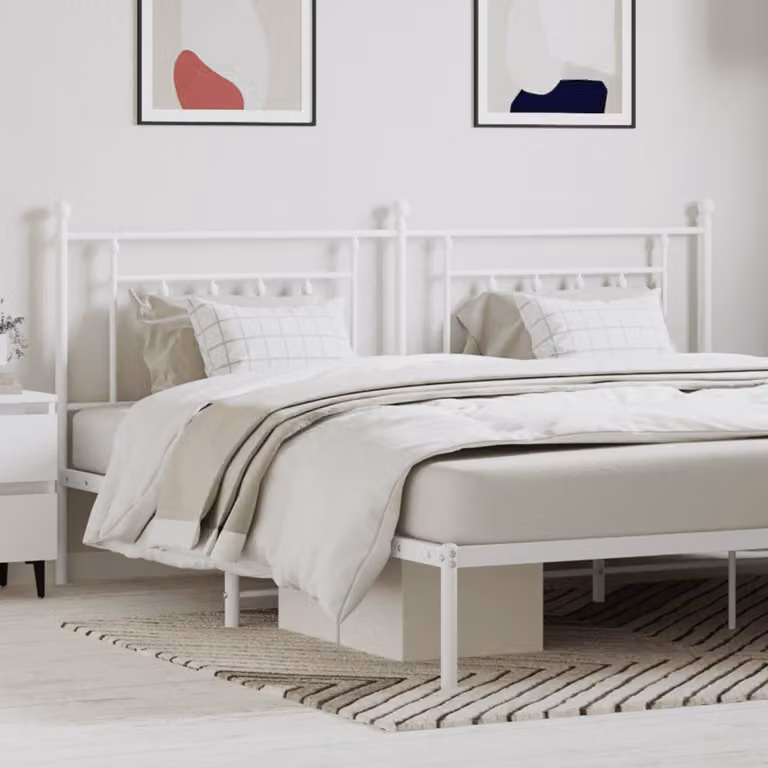 Testiera di ricambio vidaXL in metallo bianco laccato per camera da letto, L: 206 cm