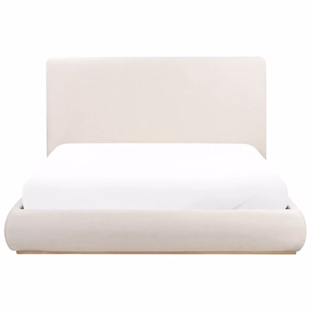 Letto contenitore Beliani imbottito con testiera Beige e Bianco L/P/H: 160 x 200 x 114 cm