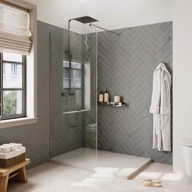 Doccia walk-in 80 cm vetro 8mm anticalcare trasparente h200 profili cromo | Keros