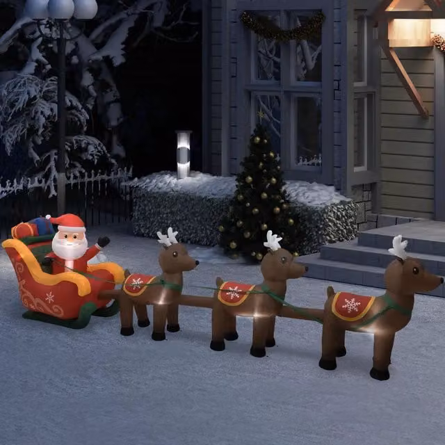Decorazione di Natale Gonfiabile con Babbo Natale, Renne e LED vidaXL, Multicolore, Altezza: 490 cm