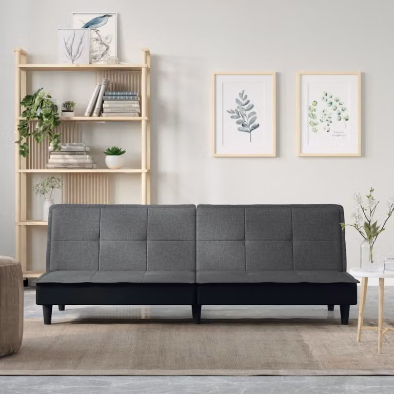 vidaXL Divano Letto Click-Clack Moderno in Tessuto Grigio con Poggiatesta Regolabile L/P/H: 200 x 100 x 89 cm