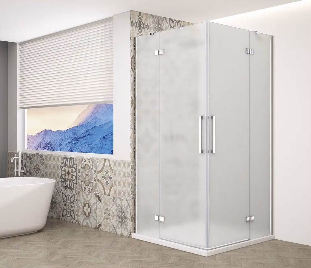 Cabina doccia rettangolare Gelco TRINITY CHROME, dimensioni 1200x1000 mm, ingresso ad angolo, vetro satinato - GT2210-12M-CH