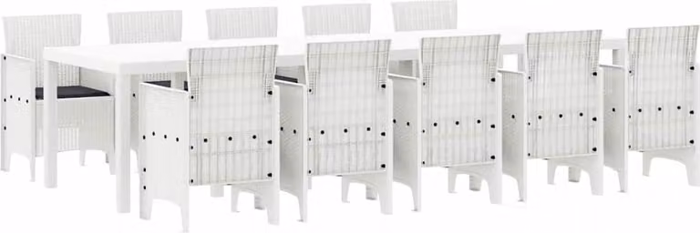 Set da Pranzo per Giardino con cuscino 11 pcs Bianco
