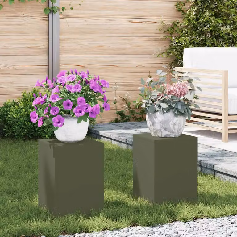 vidaXL Supporto per piante 2 pz Verde Oliva 24 x 24 x 35 cm