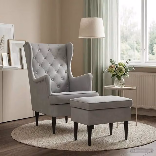 Divano Sedia-Poltrona con Ottomano 2 pz Grigio Chiaro Velluto 943826