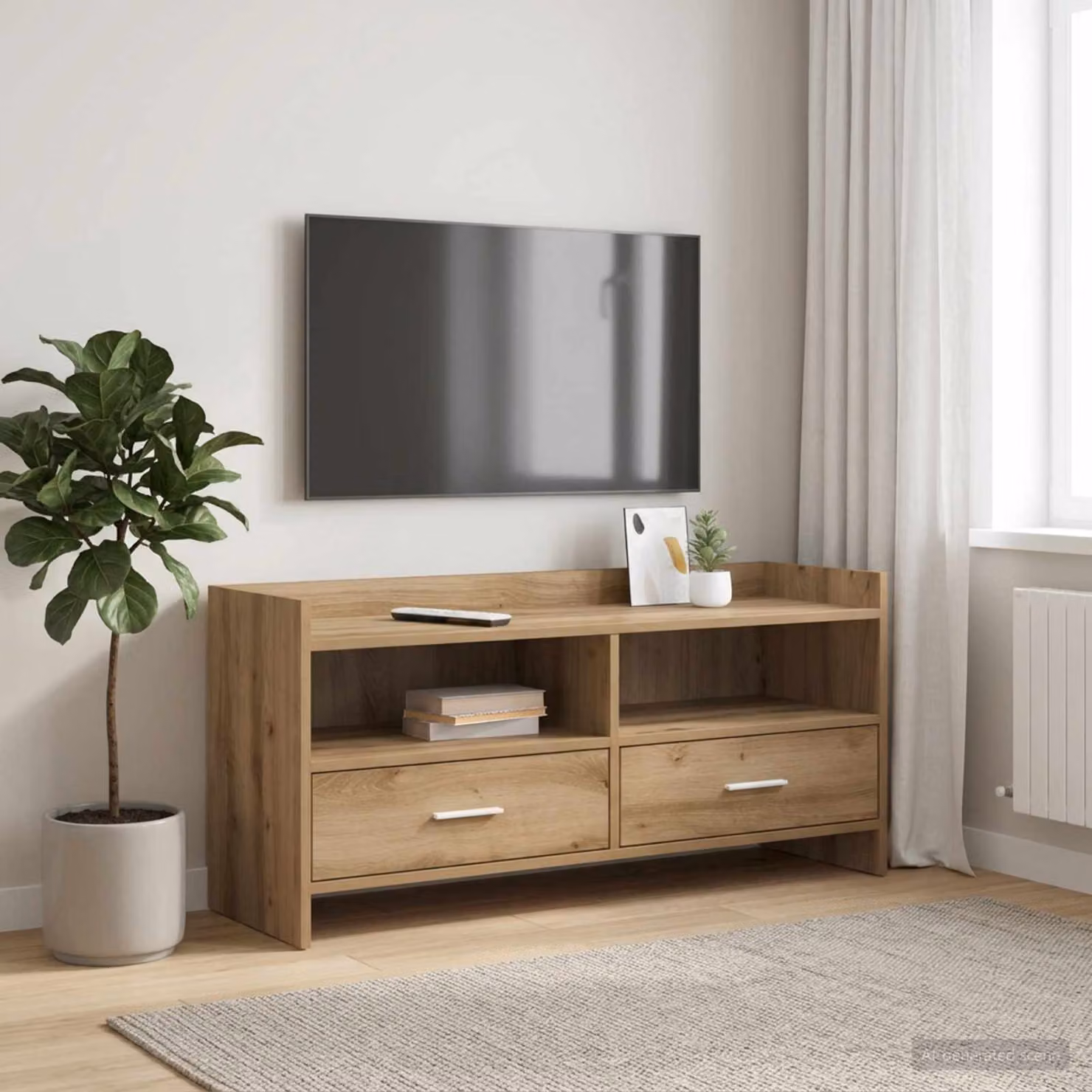 Mobile TV vidaXL moderno in legno e metallo marrone L/P/H: 100 x 33 x 47 cm