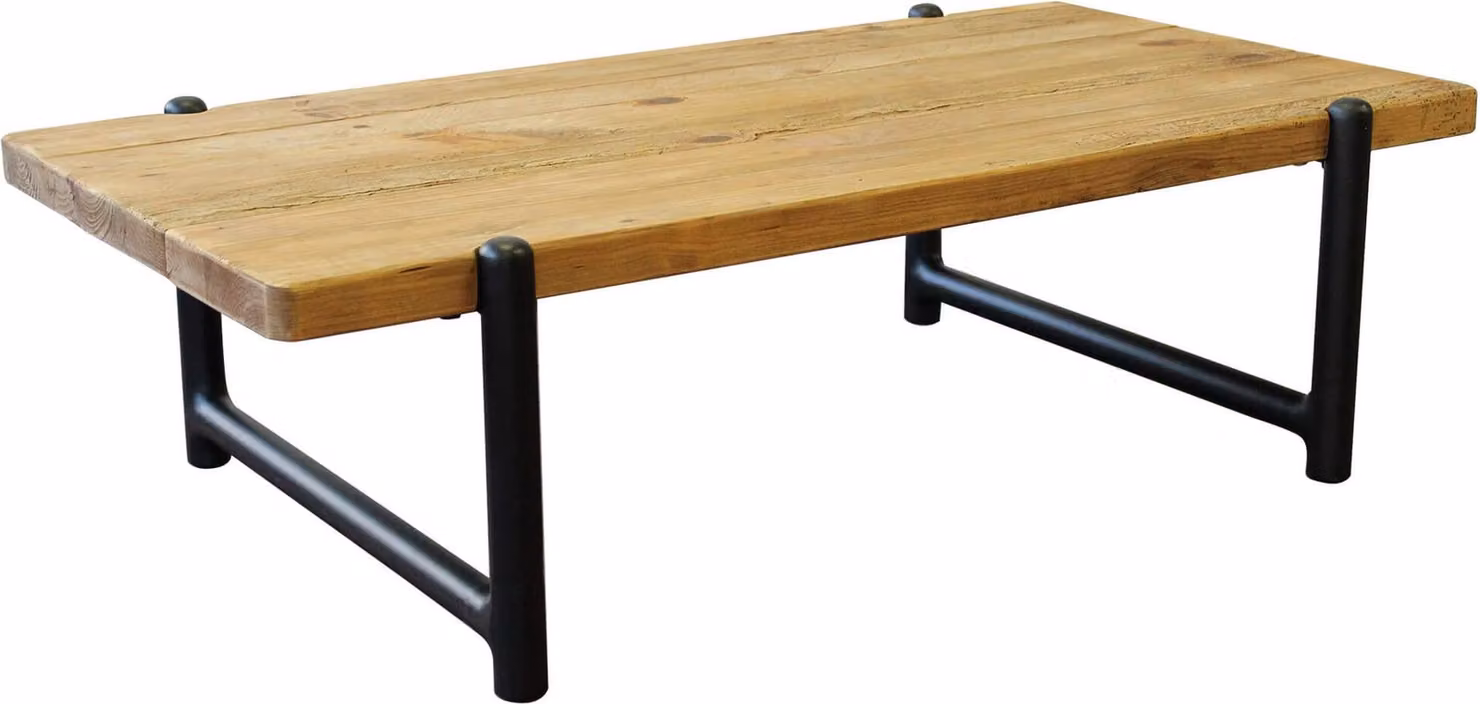 Milani Home - tavolino da salotto in legno massiccio e metallo, 135 x 75 x 40 cm