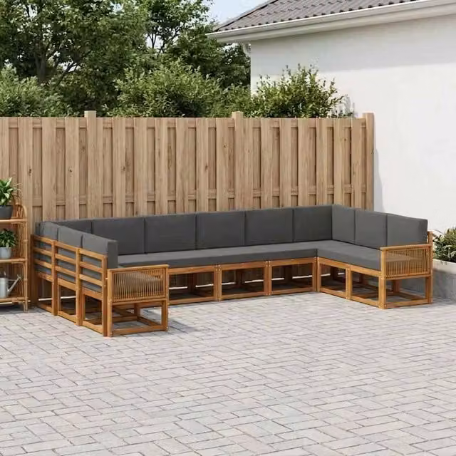 Set di divani da esterno 10 pz Naturale e Antracite 3385578
