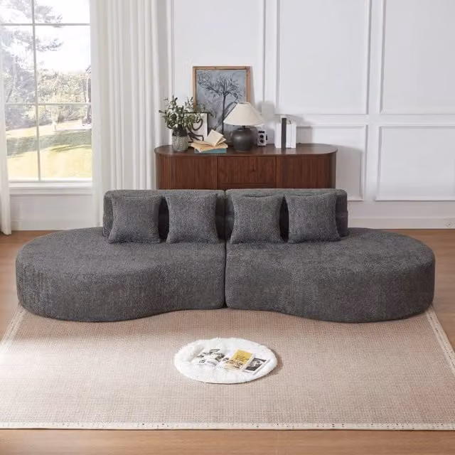Divano Modulare 310cm ¨C Xylo ¨C Tessuto Teddyfleece, Sfoderabile, Memory Foam