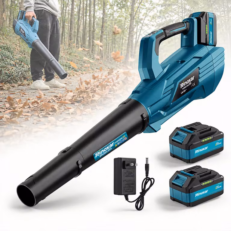 Soffiatore foglie senza fili 850W - Motore brushless 35 000 giri/min - Vento 180 km/h & 5 vel. - Batteria 18V/5200mAh, 2 ugelli