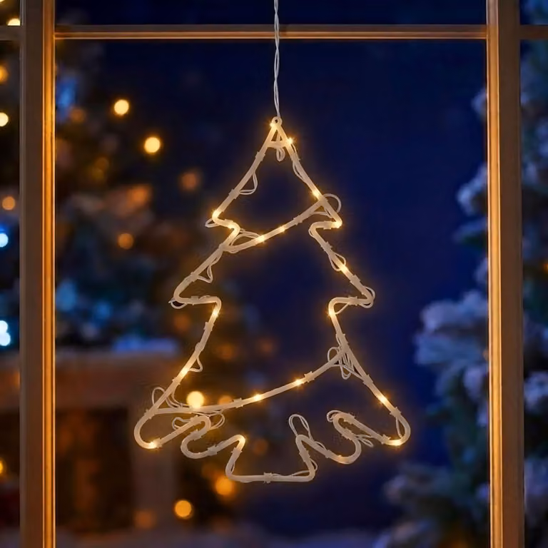 Sagoma LED per finestre natalizie KLEIN - motivo: albero di Natale